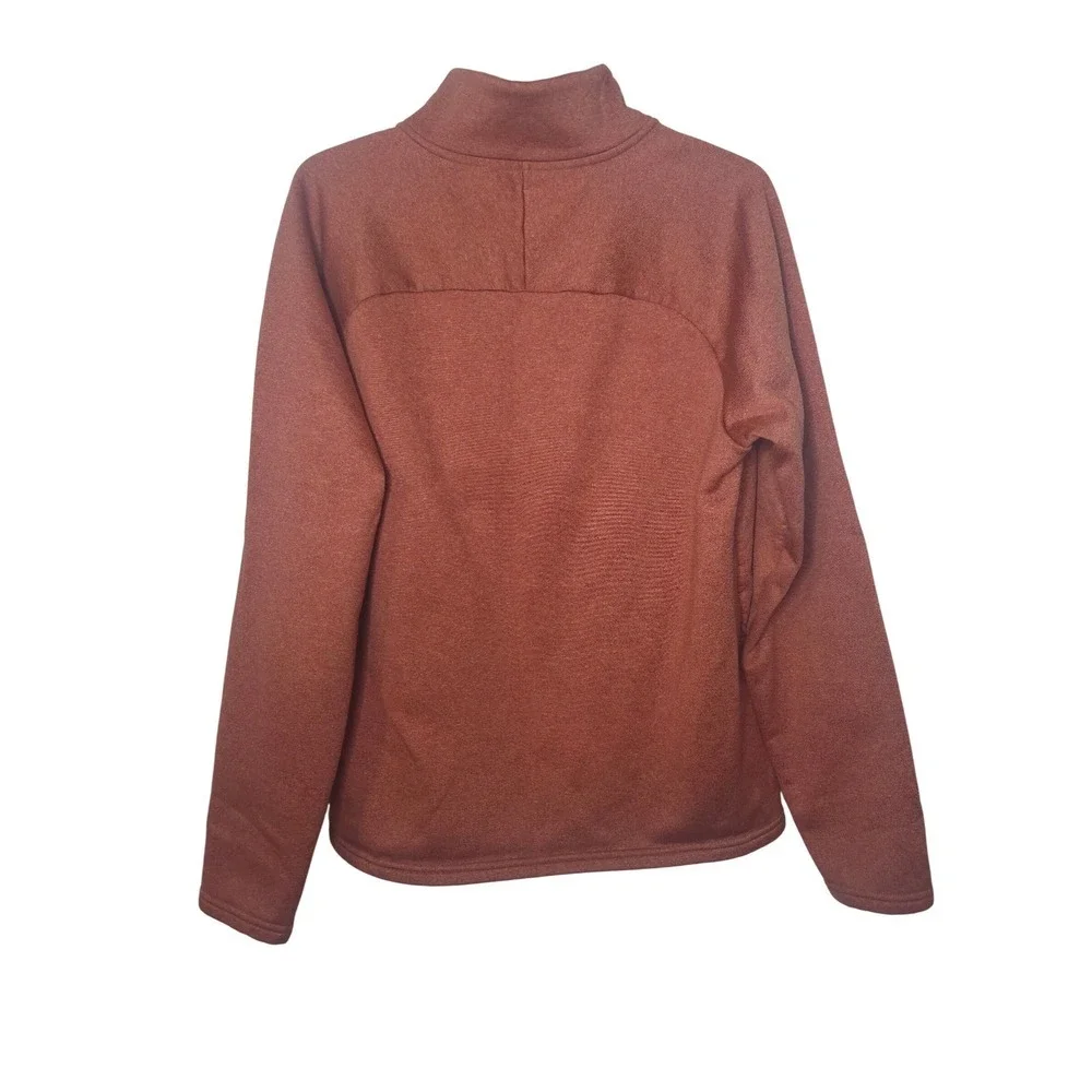 LL Bean Mens Ridge Fleece Quarter Zip Pullover Rust Orange Heathered Medium M